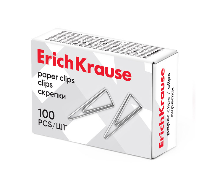 Скрепки 100шт. никел. Erich Krause треуг. 25мм
