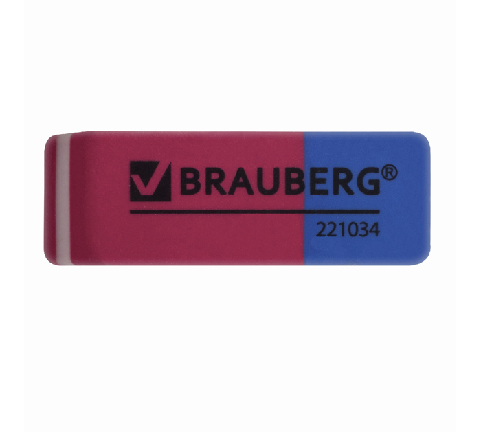 Ластик Brauberg «Assistant 80» комбинированный, 35х14х8м, красно-синий