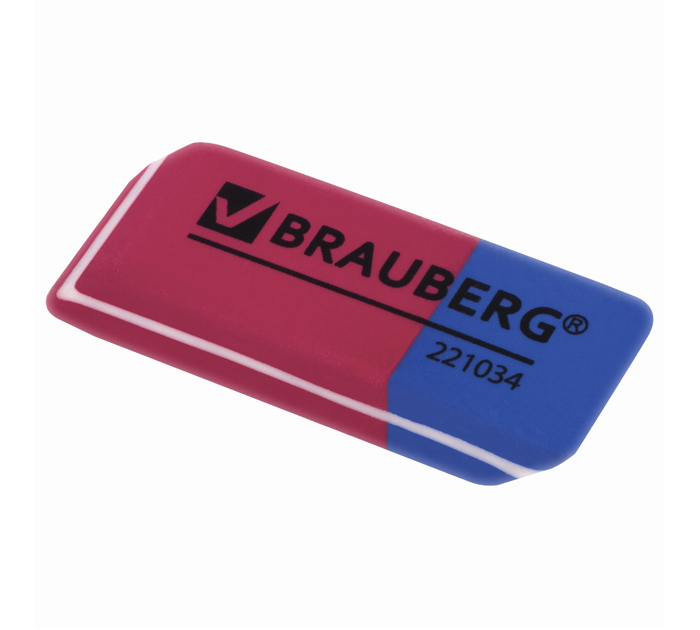 Ластик Brauberg «Assistant 80» комбинированный, 35х14х8м, красно-синий
