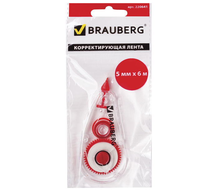 Корректор-лента Brauberg «Red Power» 5мм, 6м