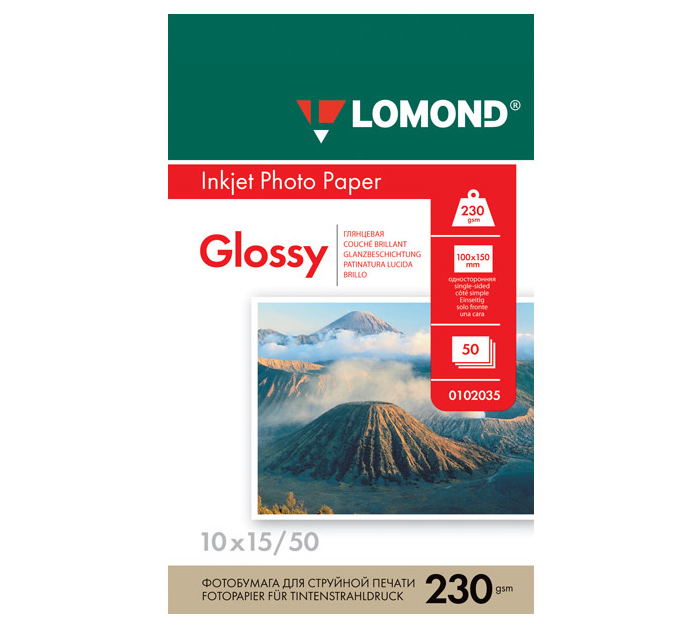 Бумага для фото Lomond А6, 230г/м², глянцевая, односторонняя, 50л