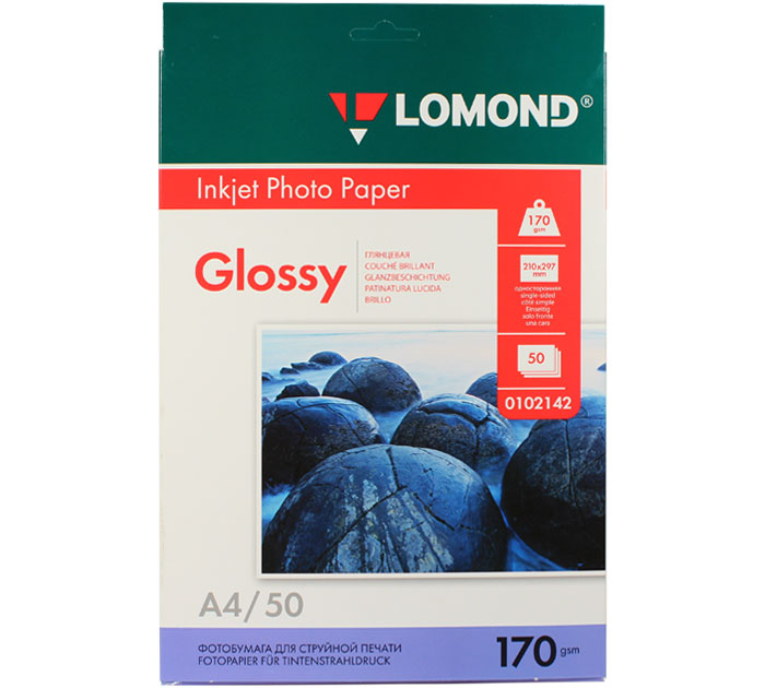 Бумага для фото Lomond А4, 170 г/м², глянцевая односторонняя, 50л