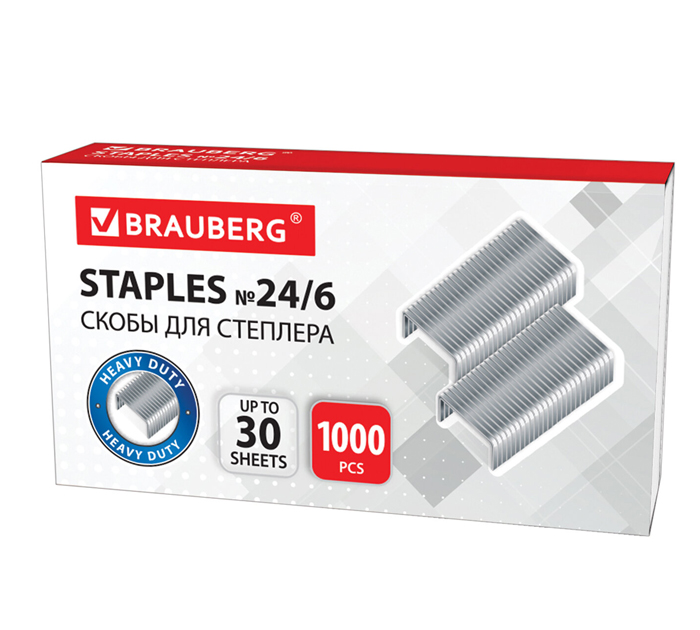 Скобы Brauberg №24/6, 1000шт