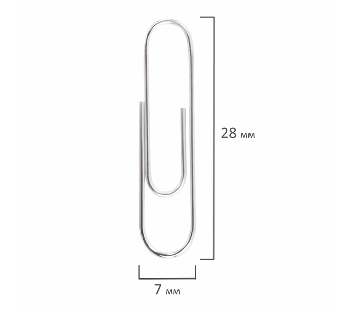 Скрепки Brauberg 28мм, никелированные, 100шт
