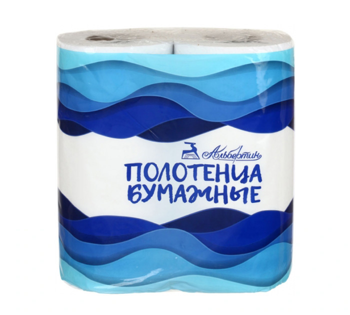 Полотенце бумажное Альбертин 2-х слойное, 2 рулона