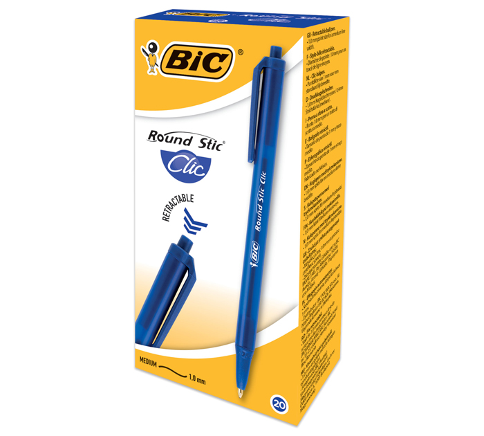 Ручка автоматическая BiC «Round Stic Clic» синий стержень, 1.0мм
