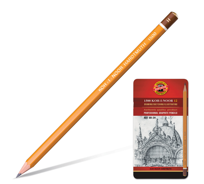 Карандаши Koh-i-Noor «Art» 8B-2H, 12шт, в металлическом пенале