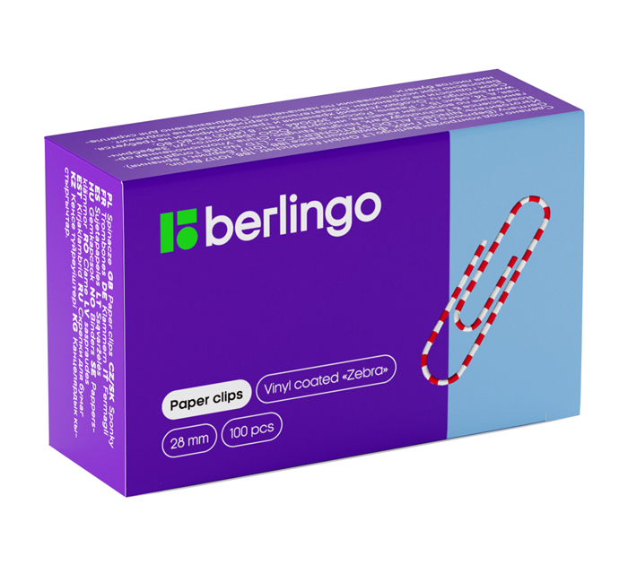 Скрепки Berlingo «Зебра» цветные, овальные, 28мм, 100шт