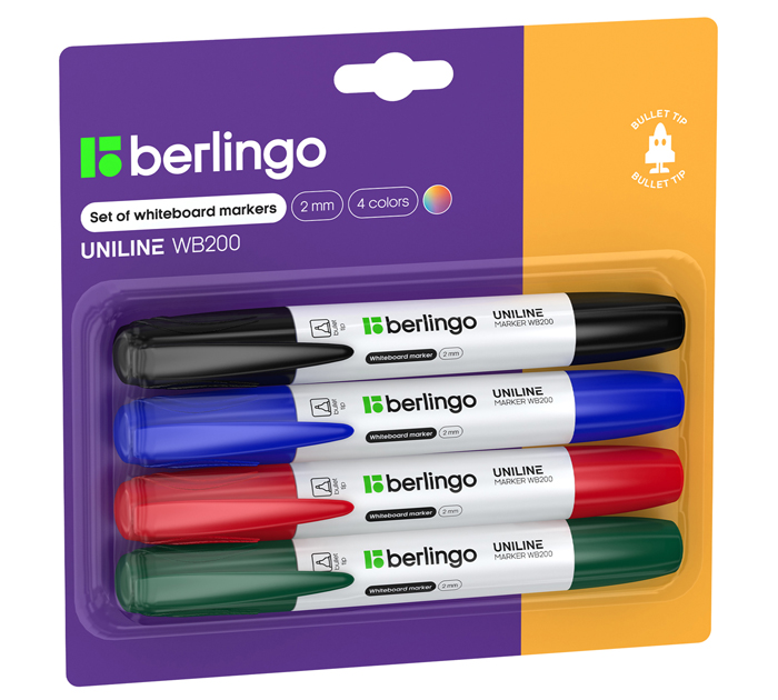 Маркеры для доски (набор) Berlingo 4 цвета, 2 мм