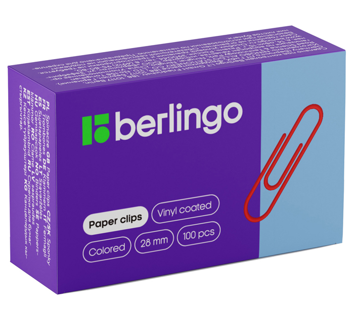 Скрепки Berlingo цветные, 28мм, 100шт
