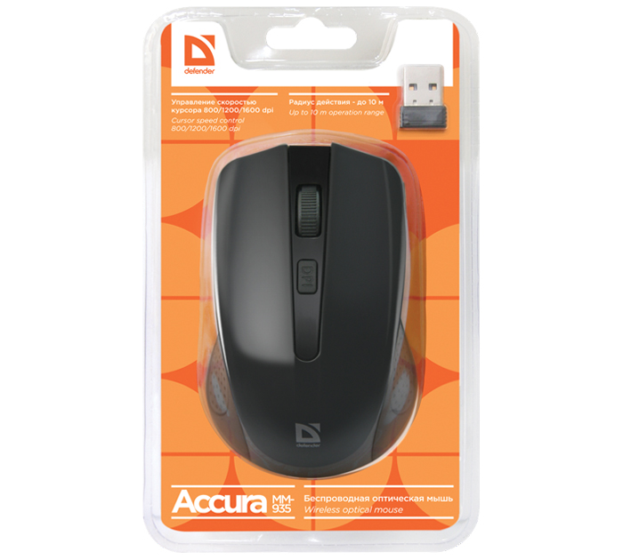 Мышь компьютерная Defender Accura MM-935 4btn+Roll, черный