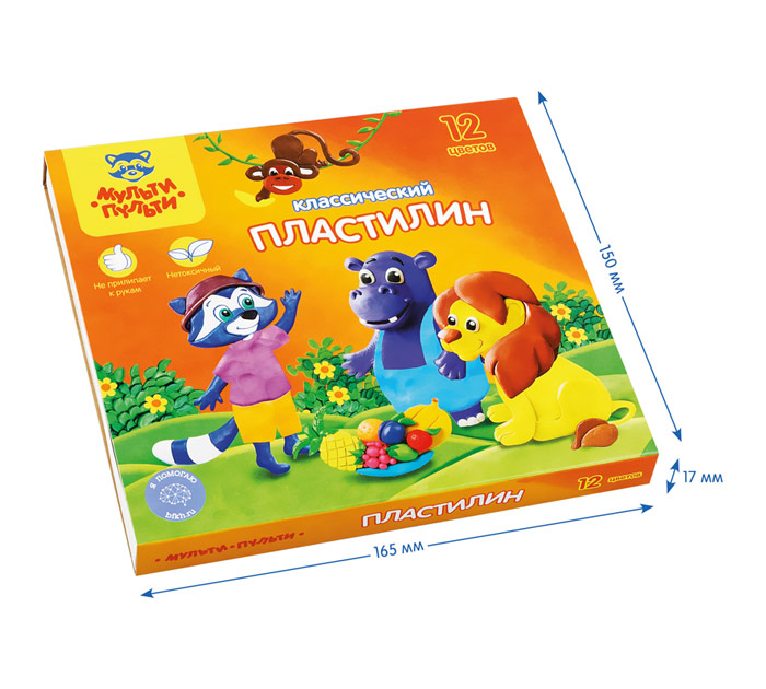 Пластилин Мульти-Пульти «Приключения Енота» 12 цветов, 240г, со стеком