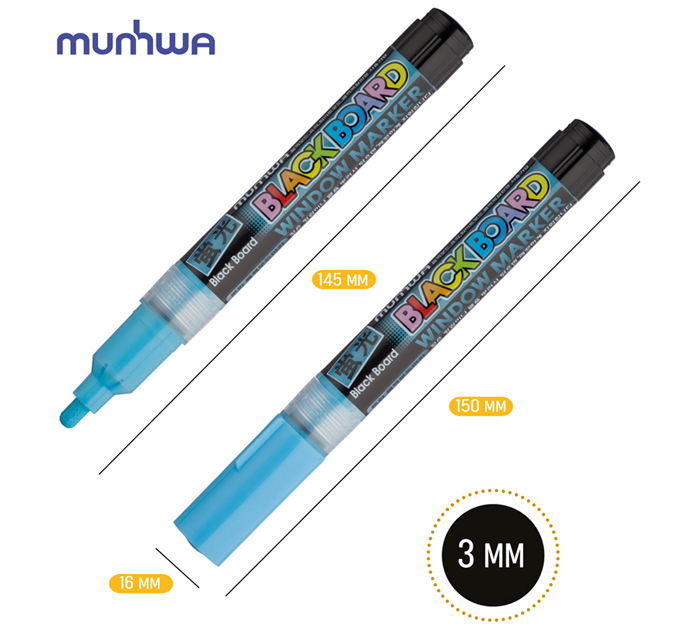 Маркер меловой MunHwa «Black Board Marker» голубой, 3мм