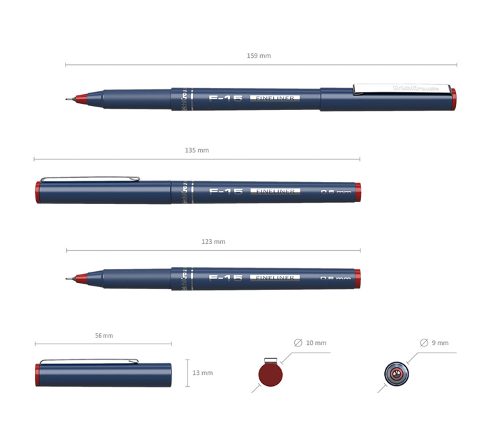 Ручка капиллярная Erich Krause «F-15» красный стержень, линия письма - 0.6мм