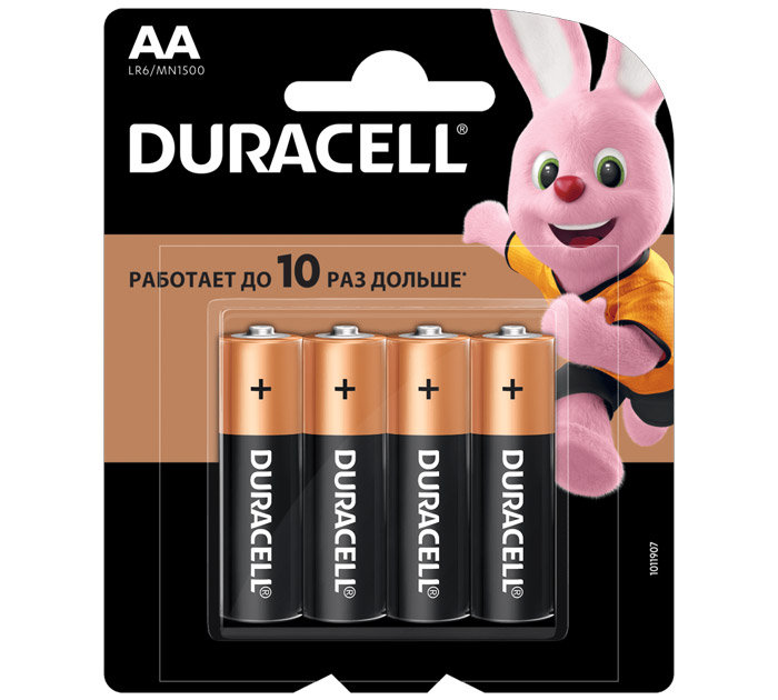 Элемент питания АА Duracell Basic 4шт в упаковке