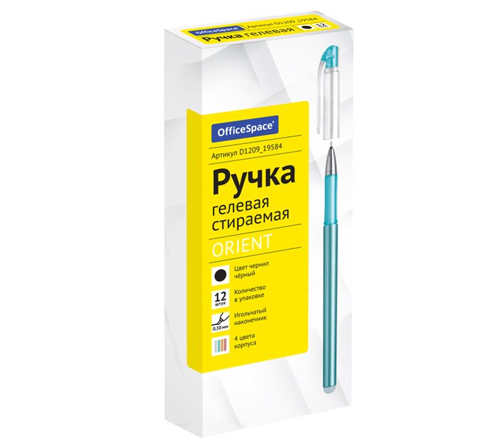Ручка гел. пишет-стирает черн. Office Space Orient 0.38мм