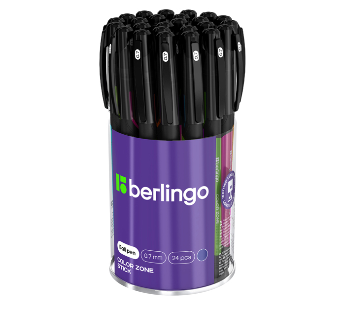 Ручка шариковая Berlingo «Color Zone stick» синий стержень, узел 0.7мм, линия письма 0.5мм