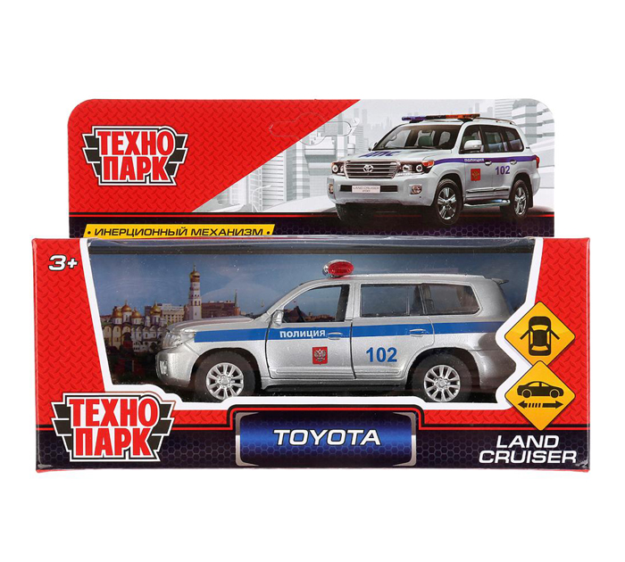 Игрушка Технопарк «Машинка инерционная» Toyota land cruiser полиция, 12см, металлическая, от 3-х лет