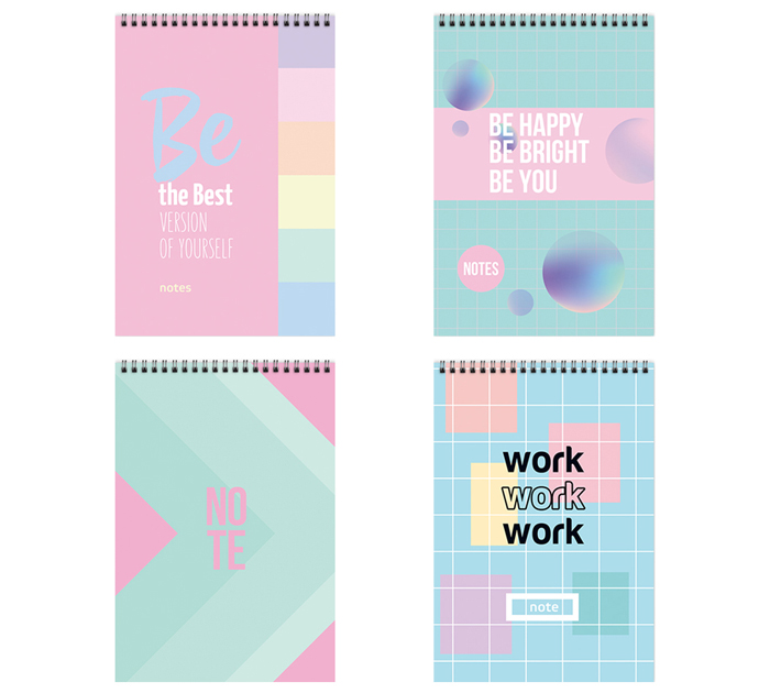 Блокнот А6 на спирали БиДжи «Pastel notes» клетка, 60л