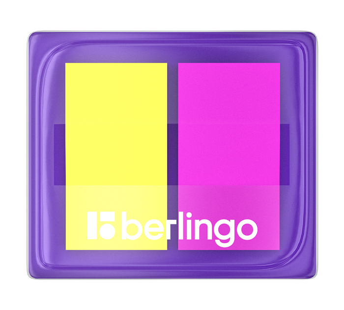 Закладки клейкие Berlingo пластиковые, 45х25мм, 2 неоновых цвета, в диспенсере, 40л
