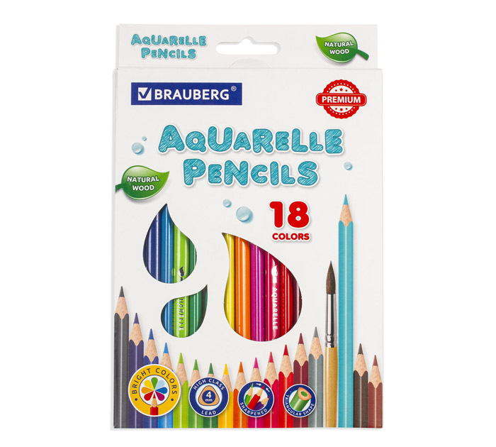 Карандаши акварельные Brauberg «Premium» 18 цветов