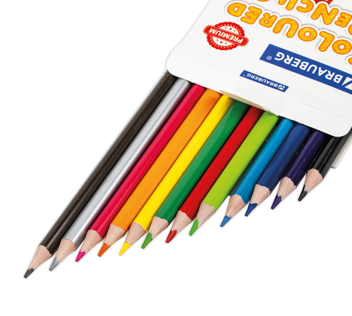 Карандаши цветные Brauberg «Premium» 12 цветов, пластиковые