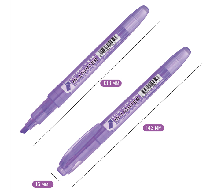 Маркер-текстовыделитель Crown «Multi Hi-Lighter» пастельный фиолетовый, 1-4мм