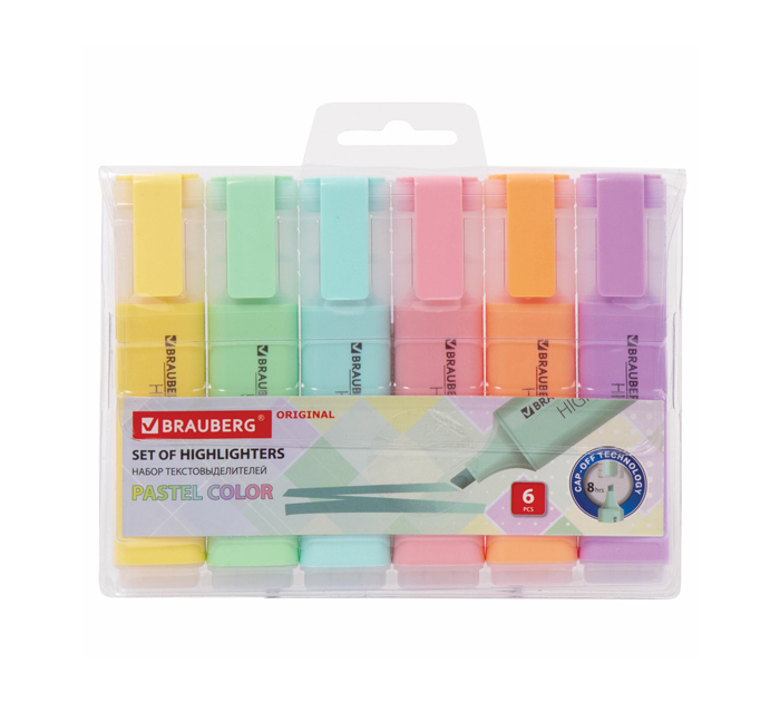 Маркеры текстовые (набор) Brauberg «Original pastel» 6 цветов, 1-5мм