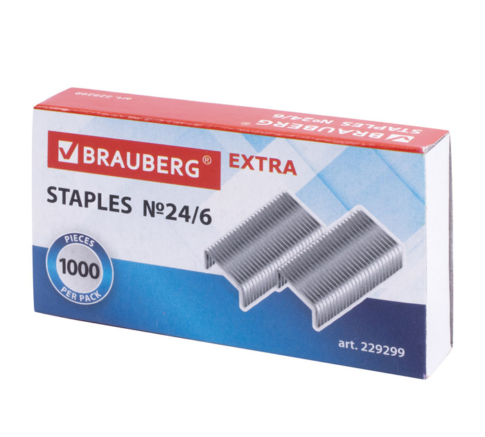 Скобы Brauberg «Extra» №24/6, на 30л, 1000шт
