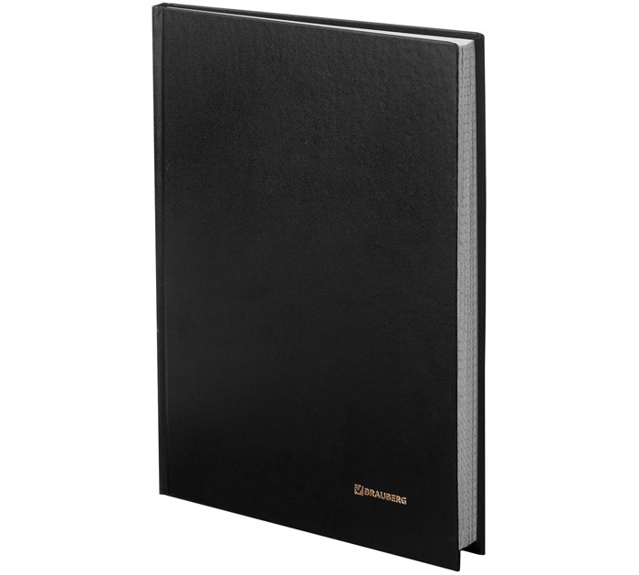 Книга учета Brauberg А4, клетка, бумвинил, черная, 96л