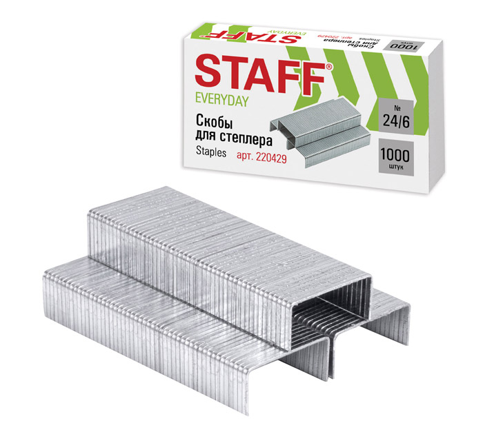 Скобы Staff «Everyday» №24/6, на 30л, 1000шт