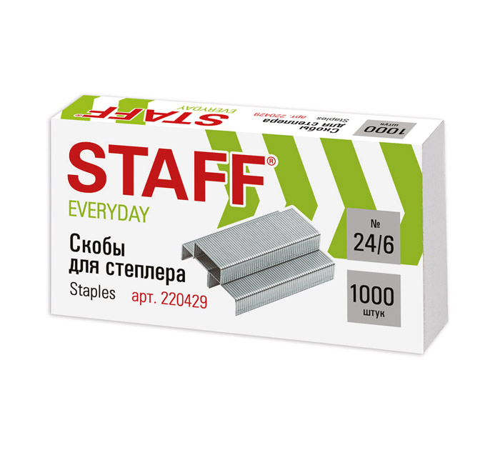 Скобы Staff «Everyday» №24/6, на 30л, 1000шт