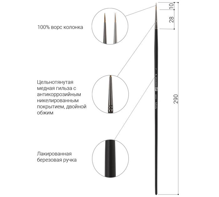 Кисть Brauberg Art «Classic» №1, колонок, круглая
