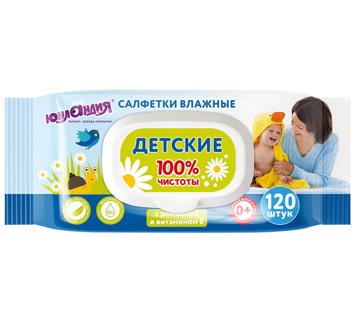 Салфетки влажные Юнландия детские, 120шт