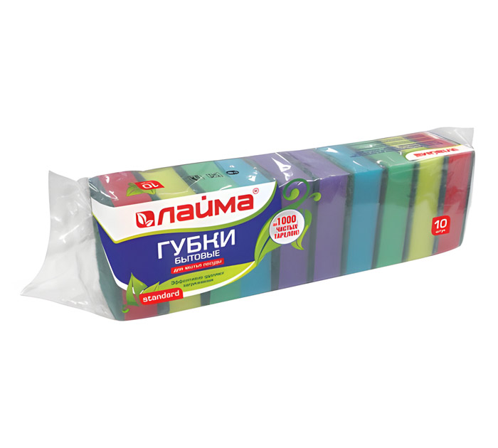 Губка для мытья посуды Laima 10шт, 80х53х26мм