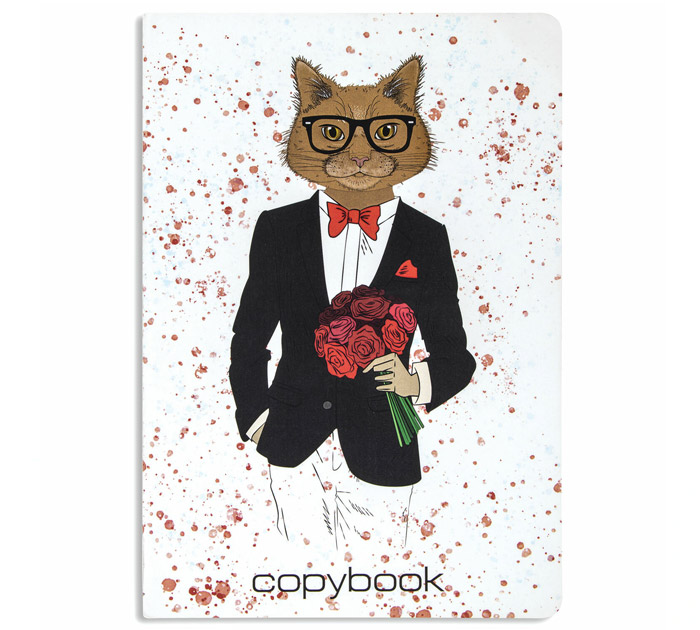 Тетрадь А5 40л клетка, на сшивке, Brauberg «Mister cat»