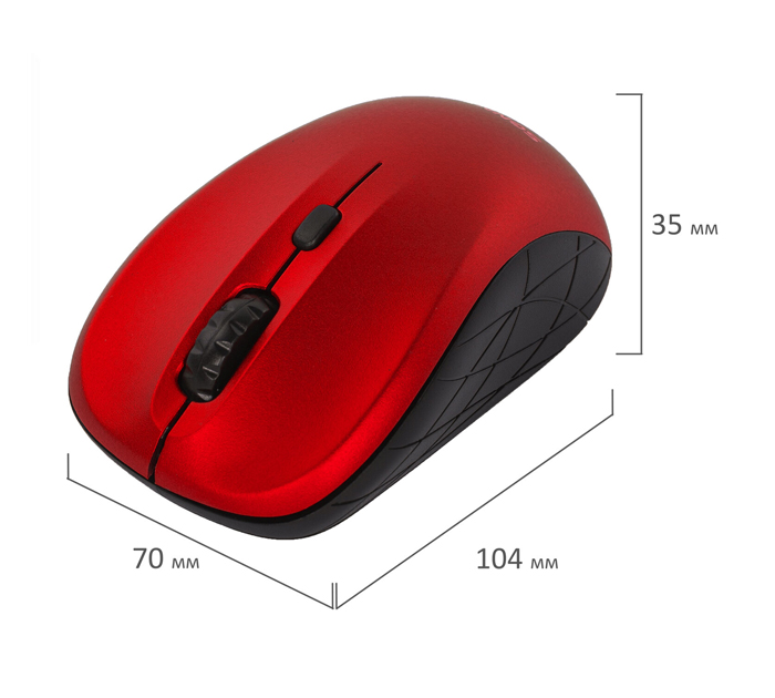 Мышь компьютерная Sonnen V-111 беспроводная, 4 кнопки, радиус действия 10м, красная