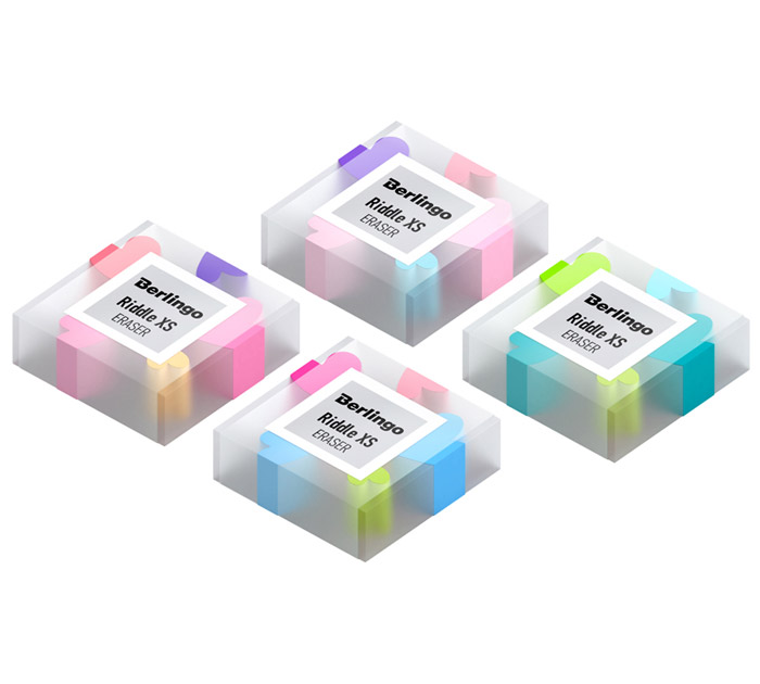 Ластик Berlingo «Riddle XS» ассорти, 34х34х14мм