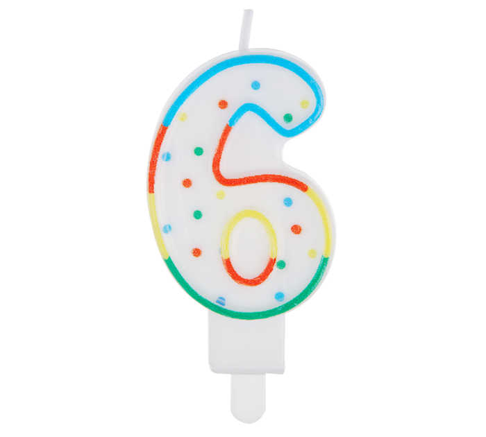 Свеча Meshu цифра 6, с держателем, 8.5см
