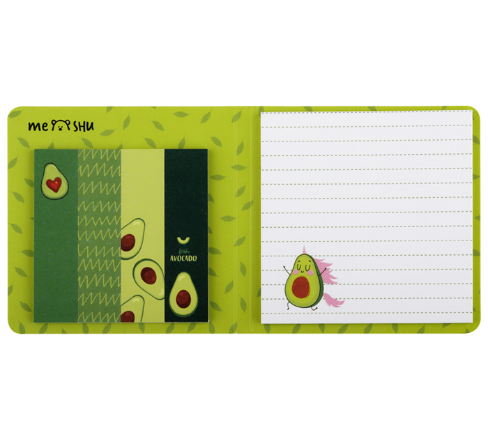 Стикеры Meshu «Avocado» +закладки бумажные, 74х74мм, 60х15мм, ассорти, 25л