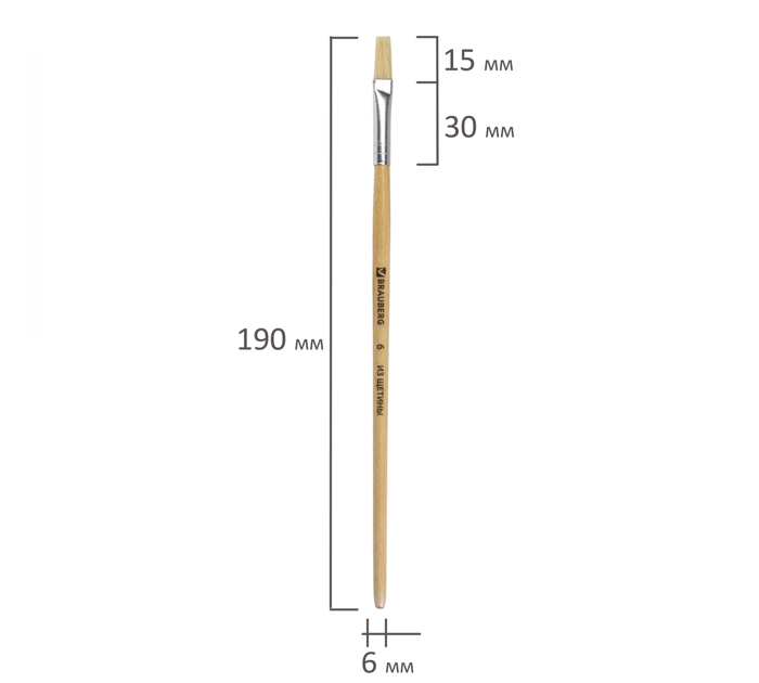 Кисть Brauberg №6, щетина, плоская