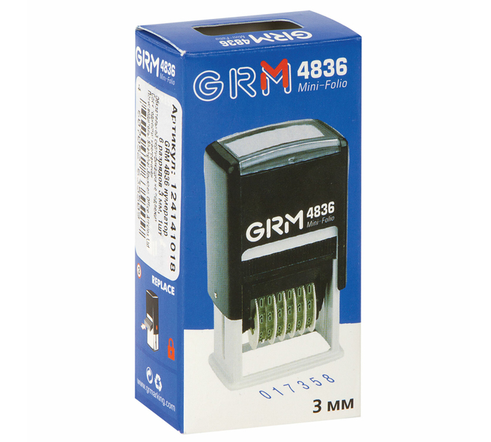 Нумератор GRM 3мм, 6 разрядов, 4836