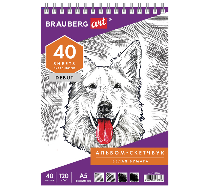 Скетчбук Brauberg «Art debut» А5, 40л