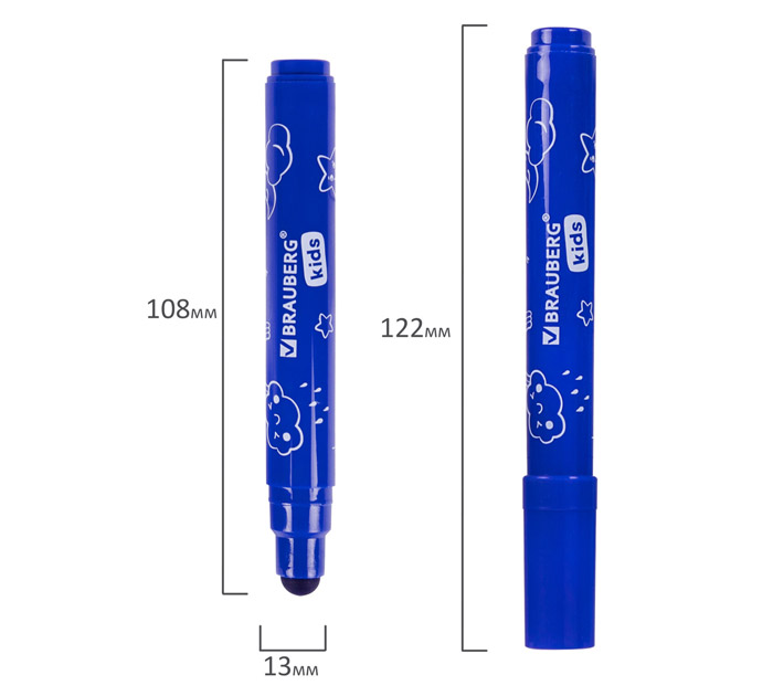 Фломастеры Brauberg Kids 6 цветов, смываемые