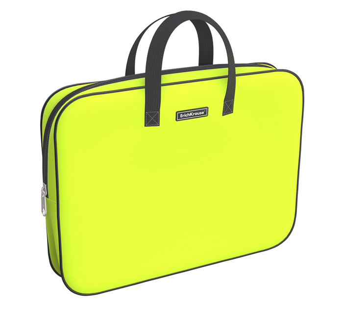 Папка-портфель текстильный Erich Krause «Neon Yellow» А4+, на молнии, 1 отделение