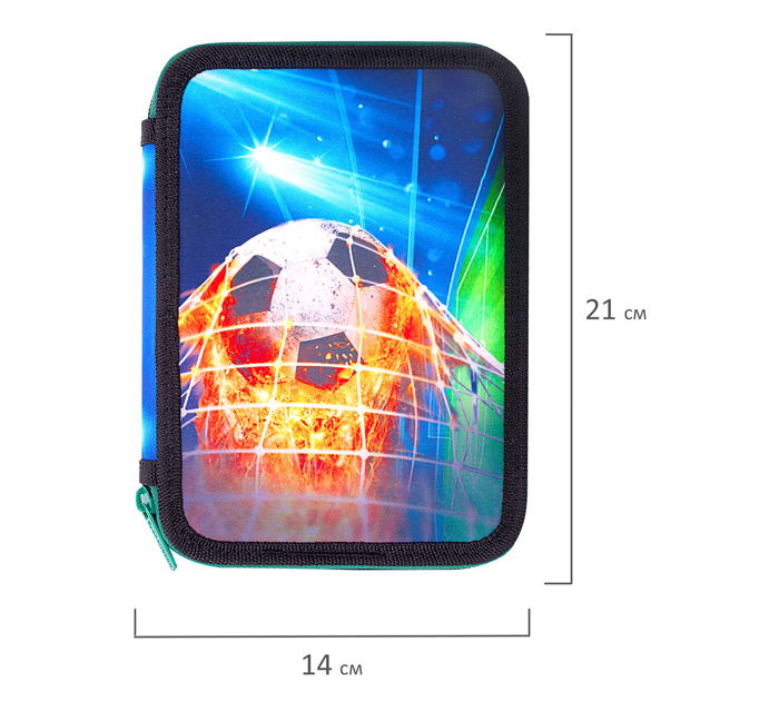 Пенал с 2 отделениями Brauberg «Fire football» 210х140мм