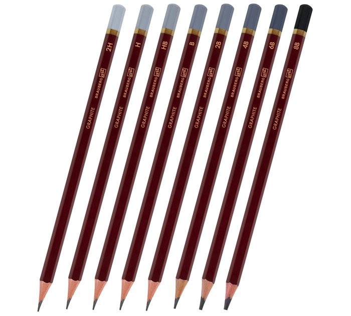 Карандаши Brauberg Art «Premiere» 2H-8B, 8шт