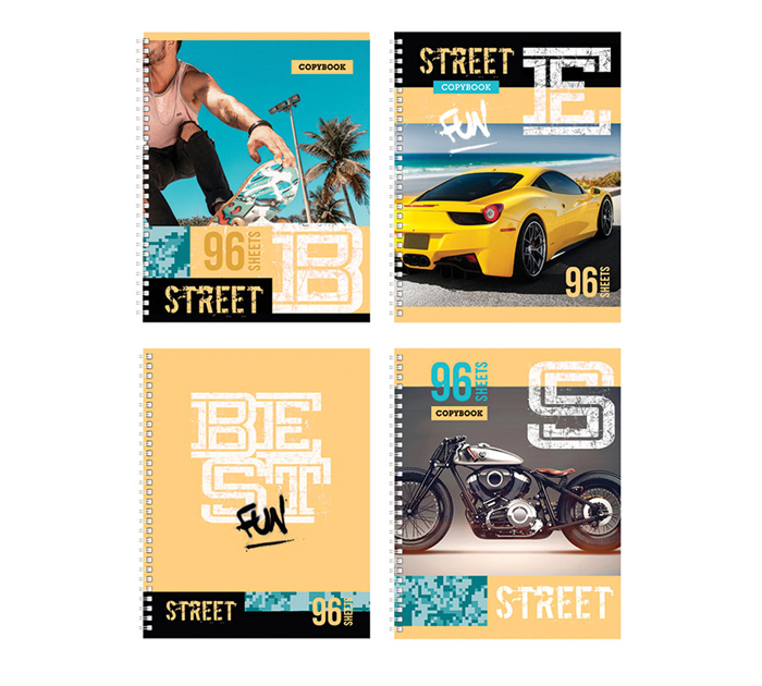 Тетрадь А5 96л линейка, на спирали, BG «Street fun»