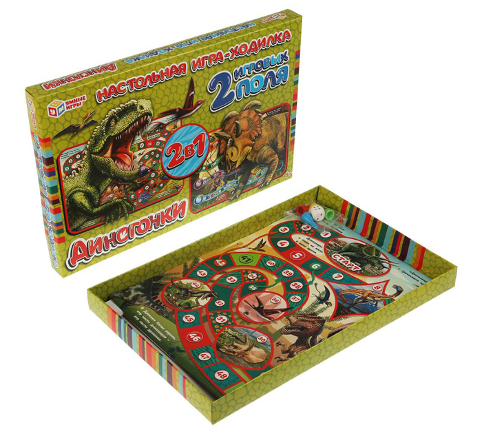 Игра-ходилка Умные игры «Диногонки» 2в1, от 5-ти лет