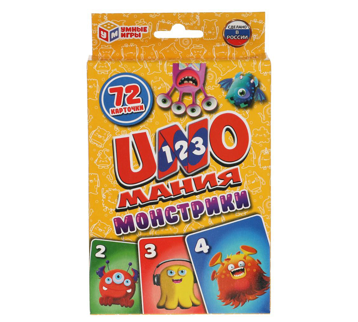 Игра настольная Умные игры «Unoмания. Монстрики» 72 карточки, от 3-х лет